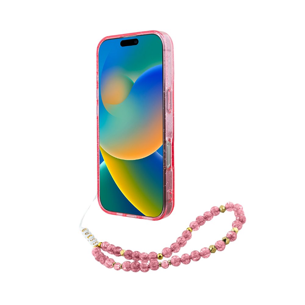 GUESS Hc MagSafe Iml Glitter With Pearl Strap Pink Ip16 Pro iPhone 16 Pro — foto 4