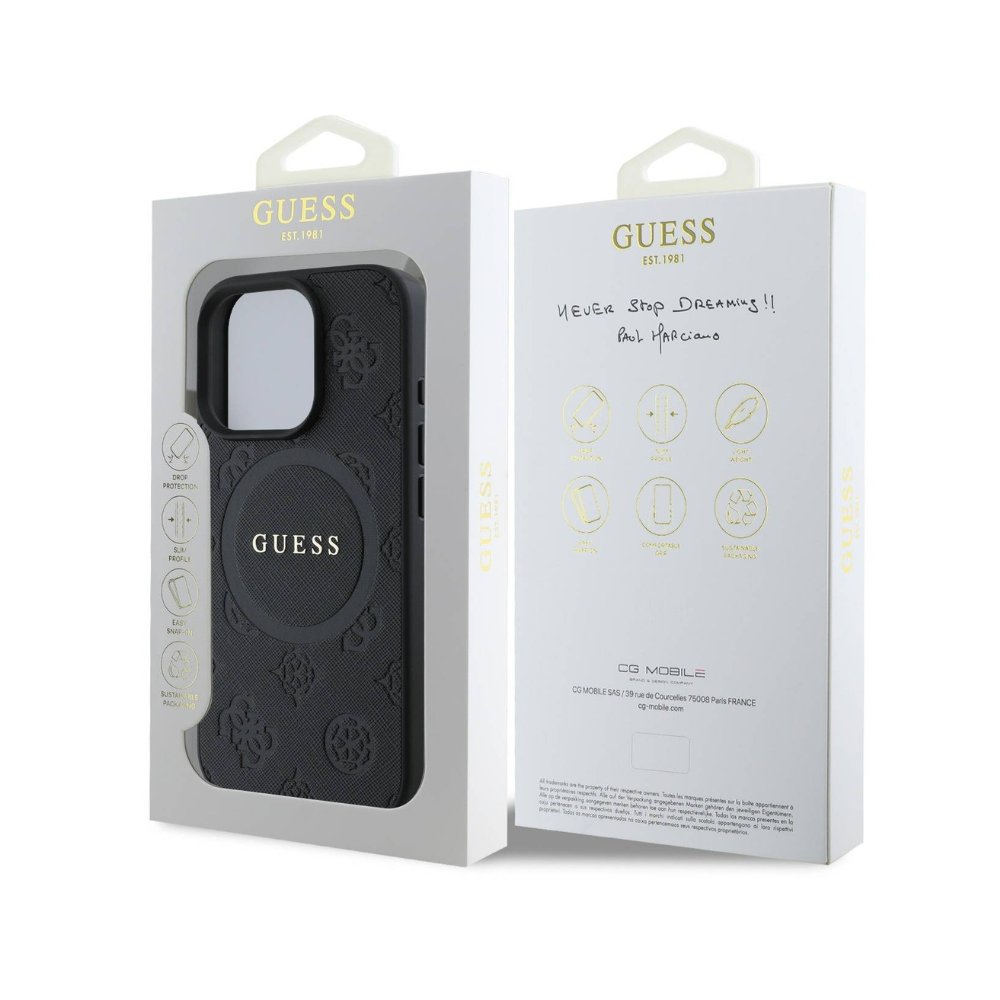 GUESS Hc MagSafe Saffiano Peony Classic Logo Black iPhone 16 Pro — foto 4