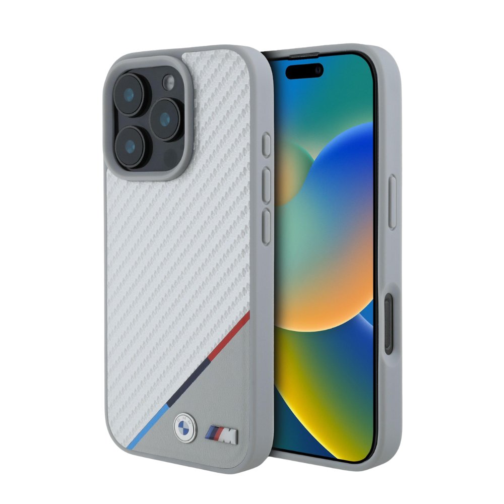 BMW Hc M MagSafe Pu Carbon Tricolor Line Grey iPhone 16 Pro — foto 2
