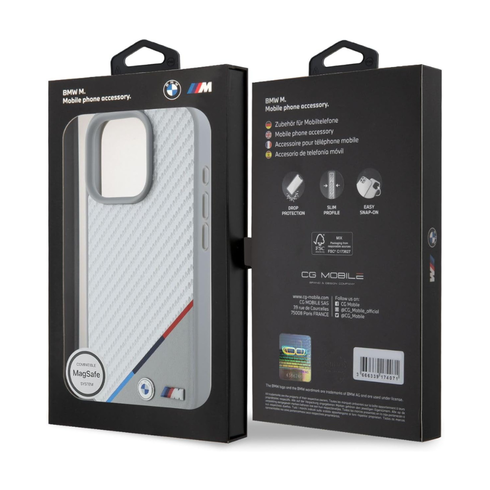 BMW Hc M MagSafe Pu Carbon Tricolor Line Grey iPhone 16 Pro — foto 4