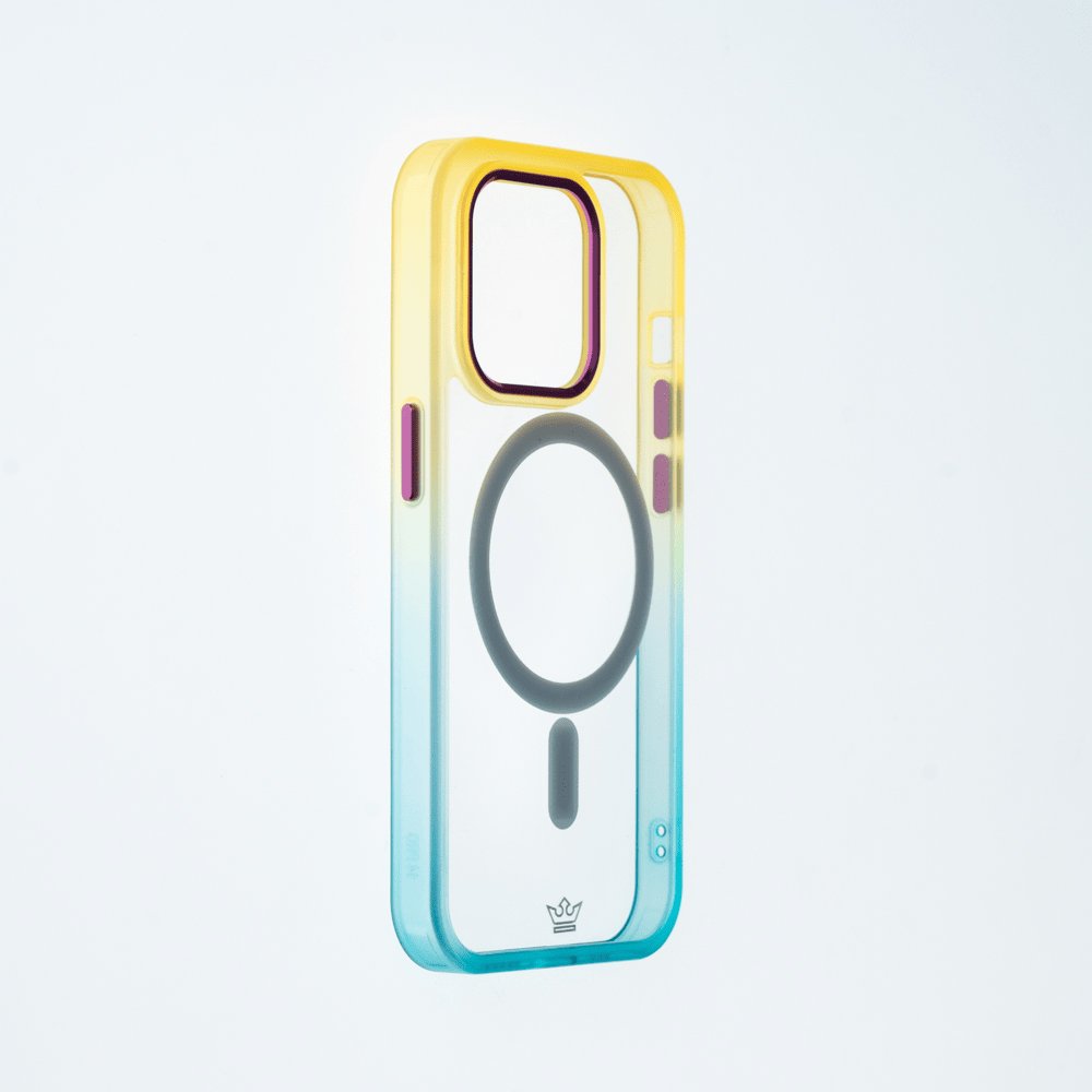 Estuche MagSafe el Rey Degrade Borde y MagSafe Apple iPhone 14 Pro Color Amarillo / Turquesa — foto 3