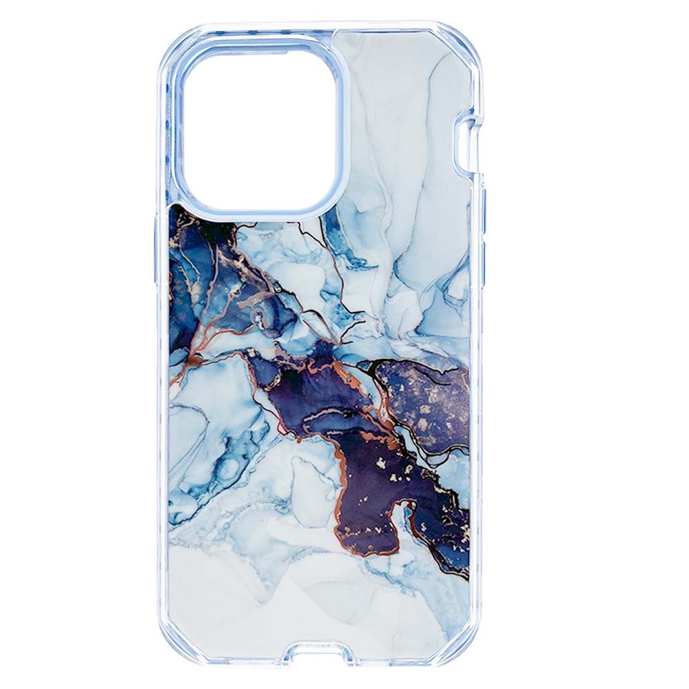 Case el Rey Marble Defender Azul para iPhone 14 Pro Max