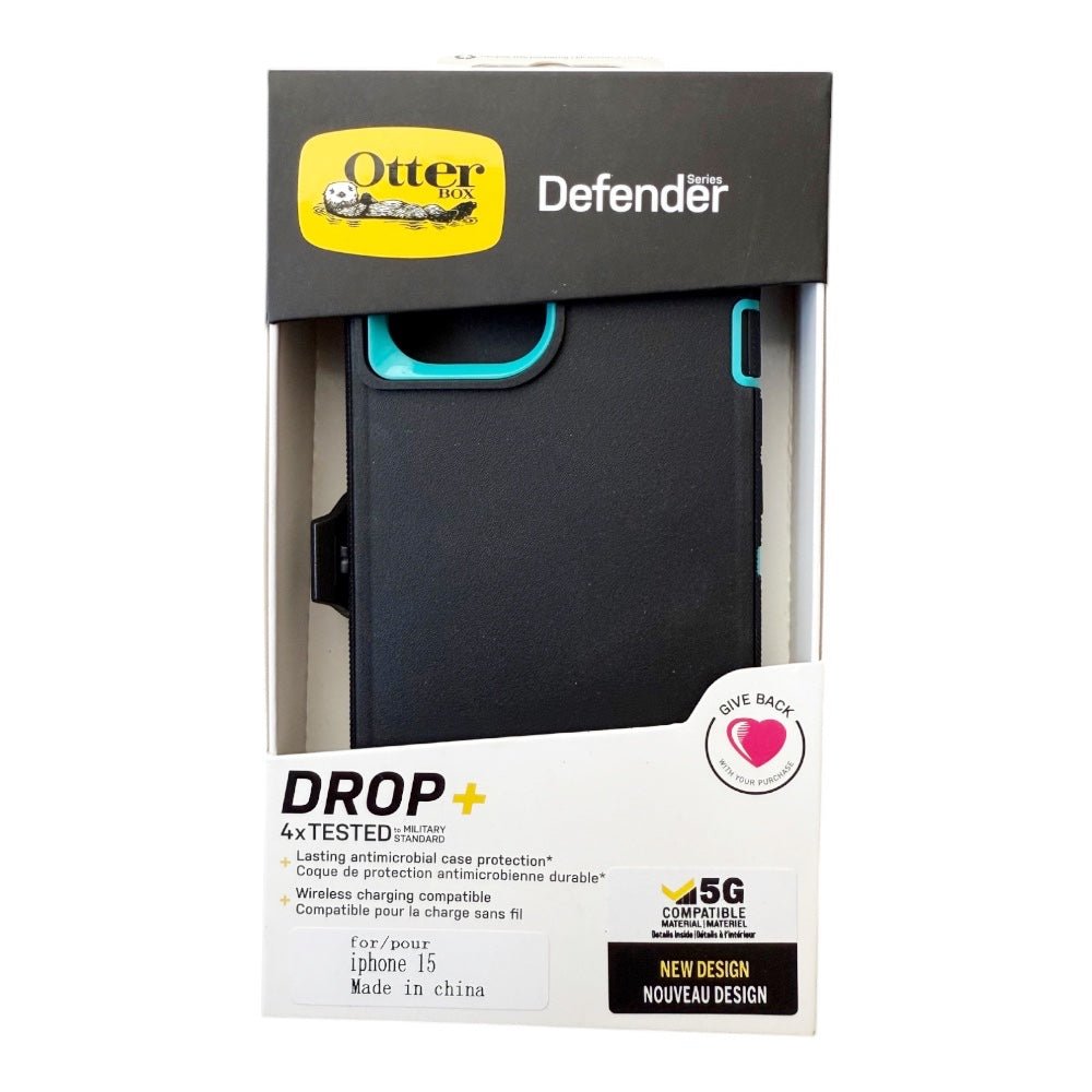 Case OtterBox Defender | iPhone 15 | Negro/menta