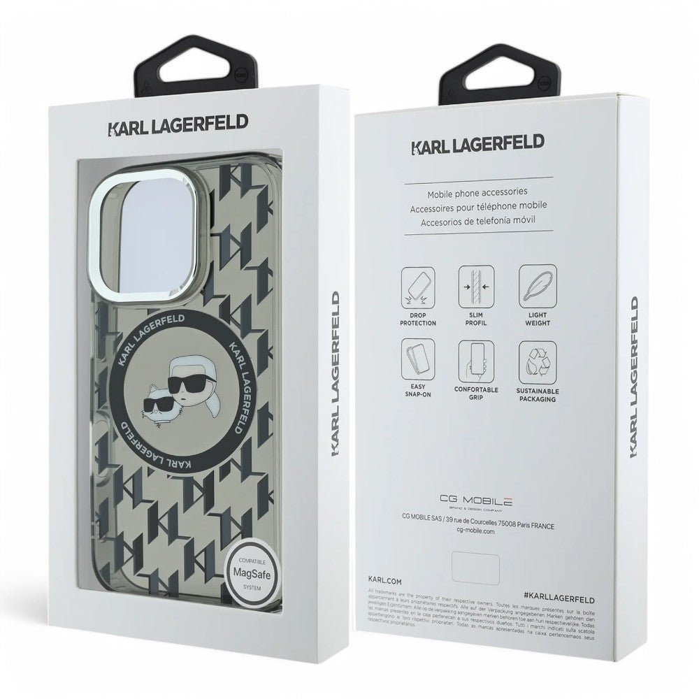 Estuche Karl Lagerfeld Hc MagSafe Iml Metal Monogram Kc Heads Black iPhone 16 Pro