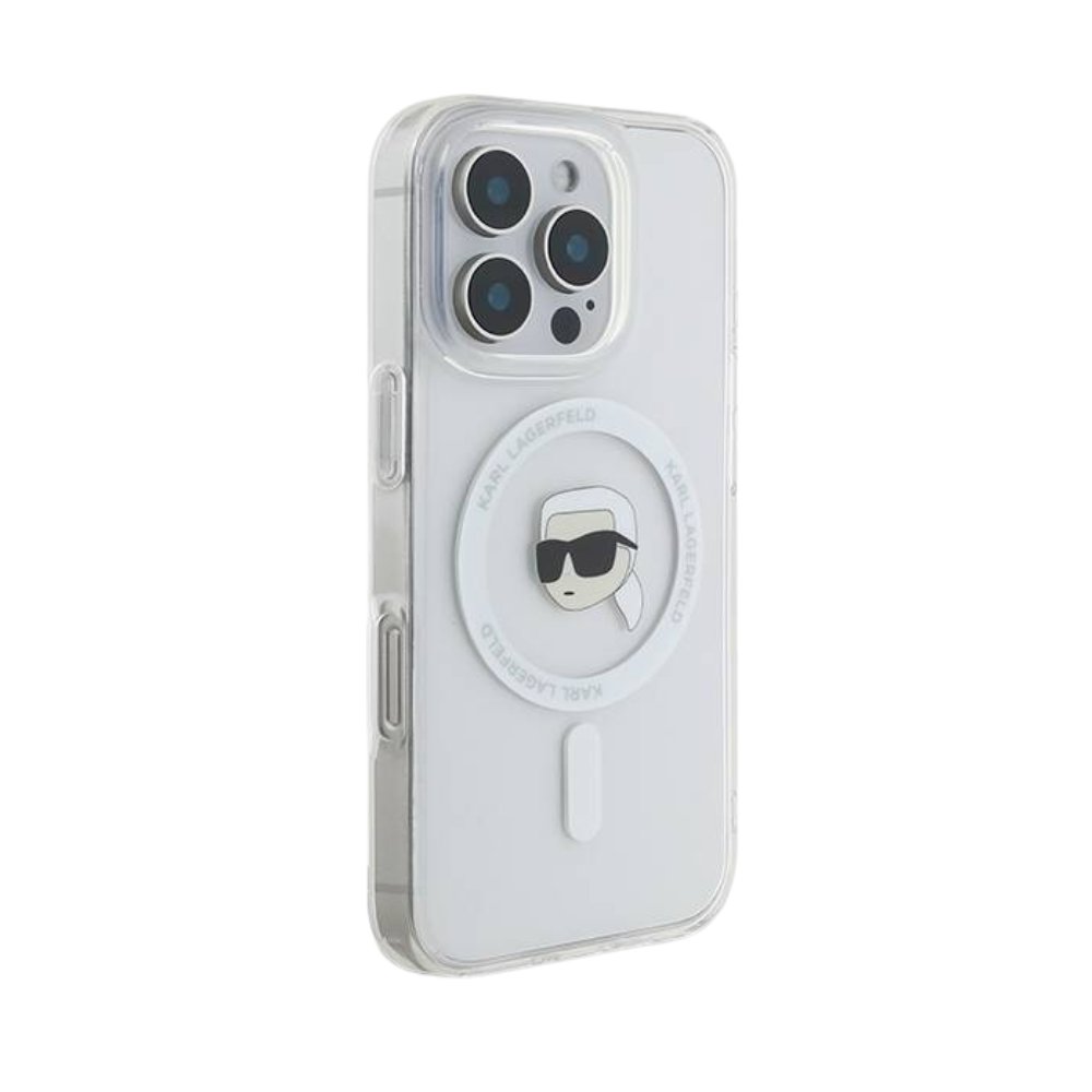 Estuche Karl Lagerfeld Hc MagSafe Iml Metal K. Head White iPhone 16 Pro Max — foto 2