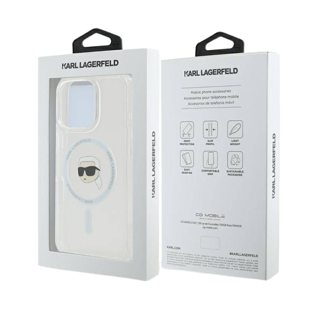 Estuche Karl Lagerfeld Hc MagSafe Iml Metal K. Head White iPhone 16 Pro Max — foto 3