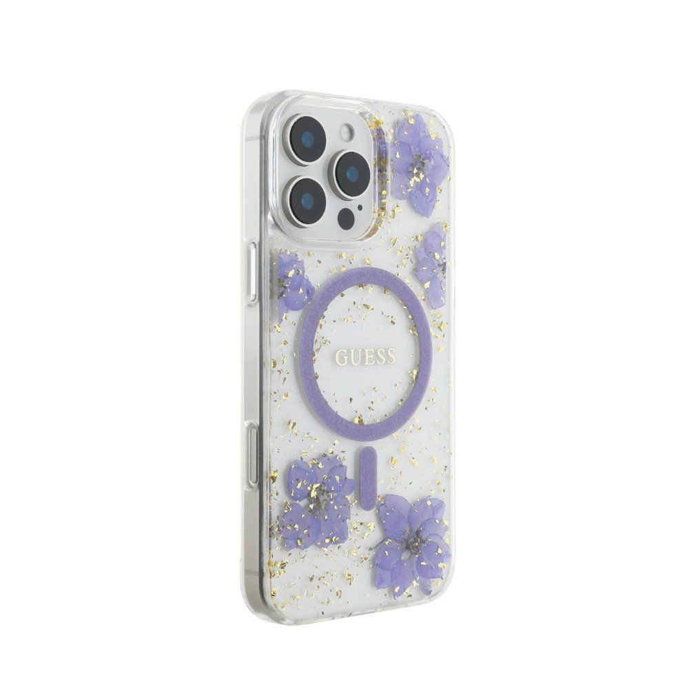 GUESS Hc MagSafe Resin Flowers Purple iPhone 16 Pro — foto 2
