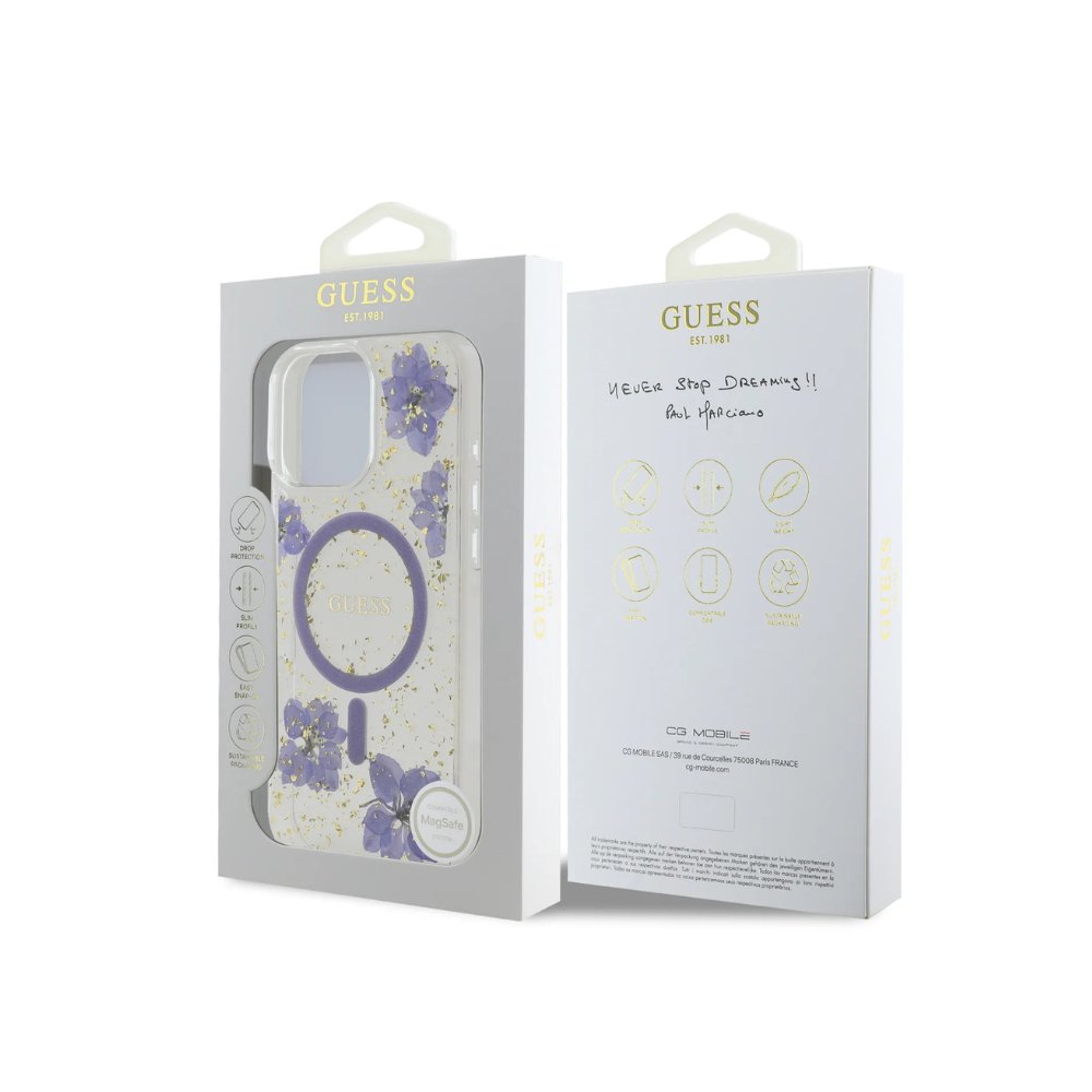 GUESS Hc MagSafe Resin Flowers Purple iPhone 16 Pro — foto 4