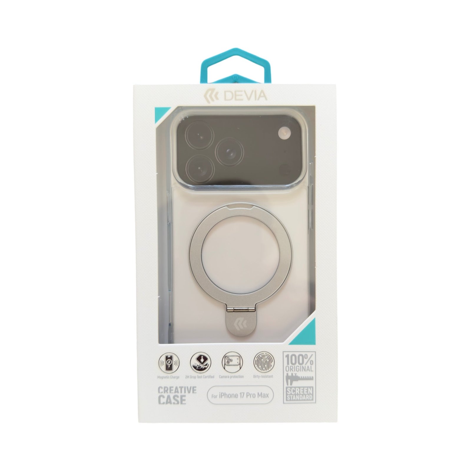 Estuche Clean Series Magnetic Shockproof Stand Case Devia iPhone 17 Pro Max Transparente