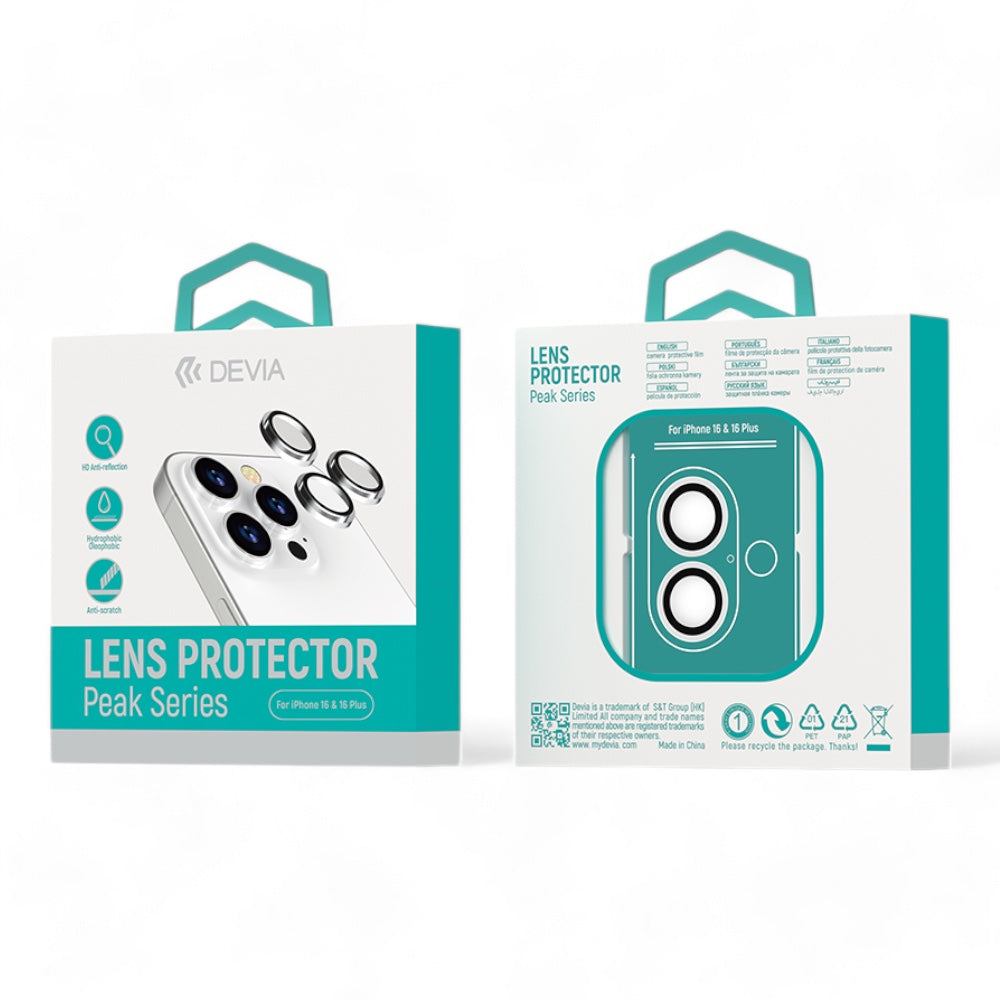 Protector Pantalla Devia Vidrio Templado Cámara iPhone 16 Peak Series Crystal Lens Protector 2pcs Compatible 16 Plus Color Transparente — foto 6