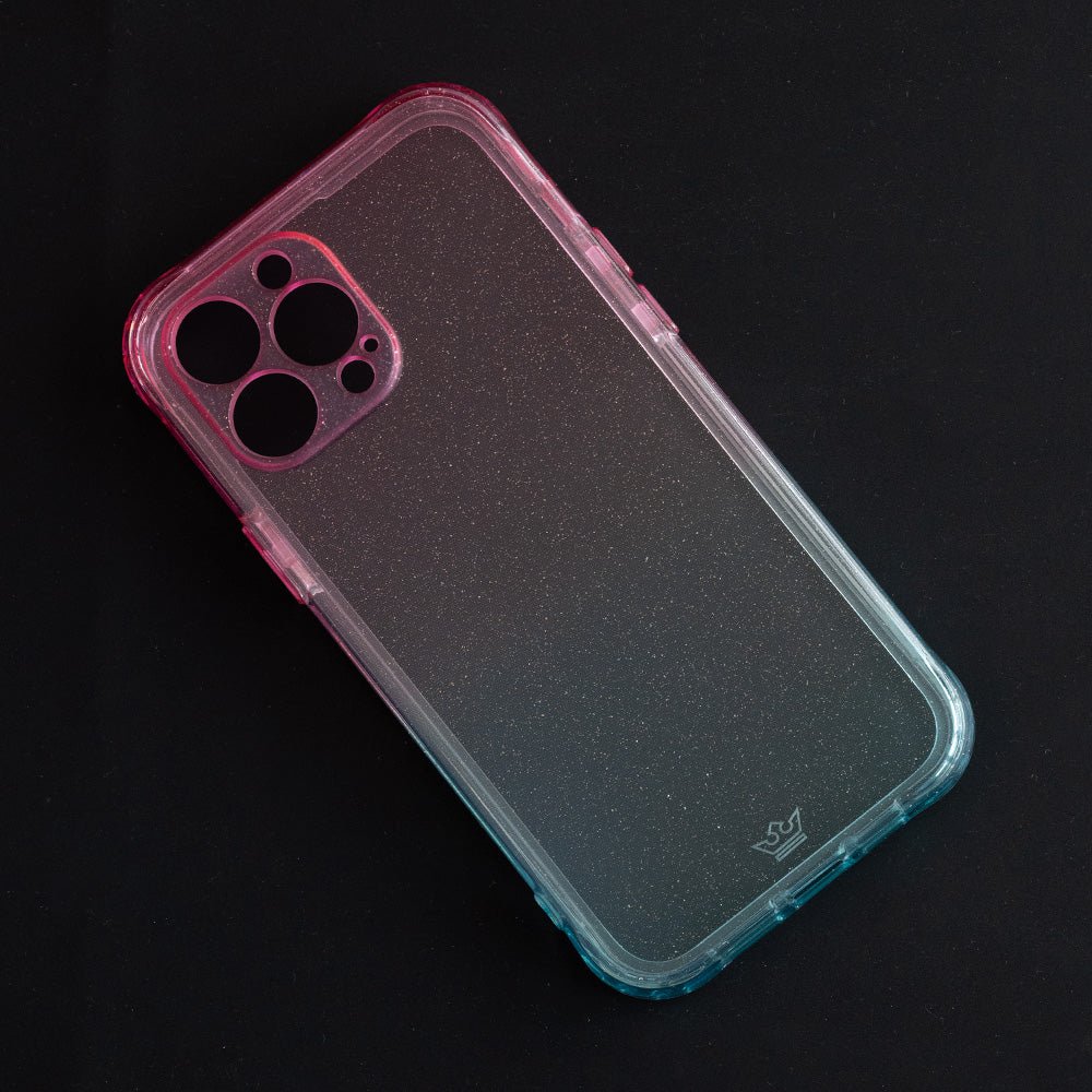 Estuche Clásico El Rey Glitter Degrade Apple iPhone 13 Pro Max Color Turquesa / Rosado — foto 2