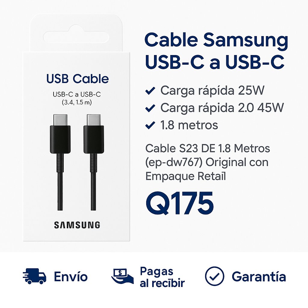 Cable Samsung USB-C a Usb0-c Cable S23 DE 1.8 Metros (ep-dw767) Original con Empaque Retail — foto 6