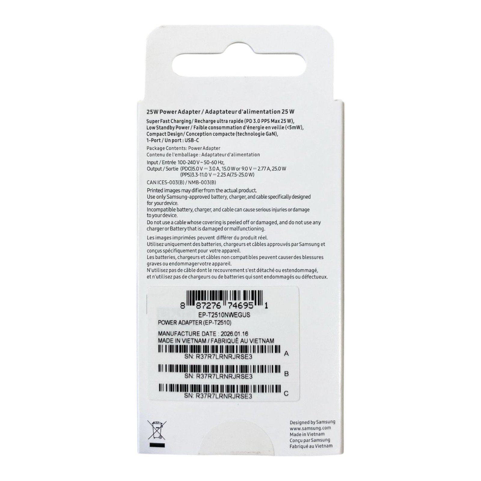 Cargador Samsung Cargador de Pared 25w Blanco (ep-ts2519) con Empaque Retail — foto 2