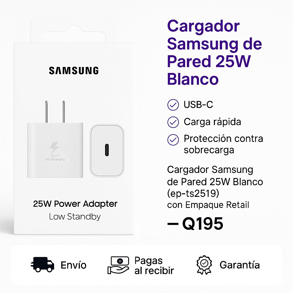 Cargador Samsung Cargador de Pared 25w Blanco (ep-ts2519) con Empaque Retail — foto 7