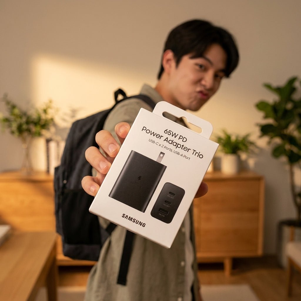 Cable Samsung Cargador de Pared 65w PD Power Adpter Trio USB-C X 2 Port Negro ( Ep-t6530) con Empaqu — foto 3