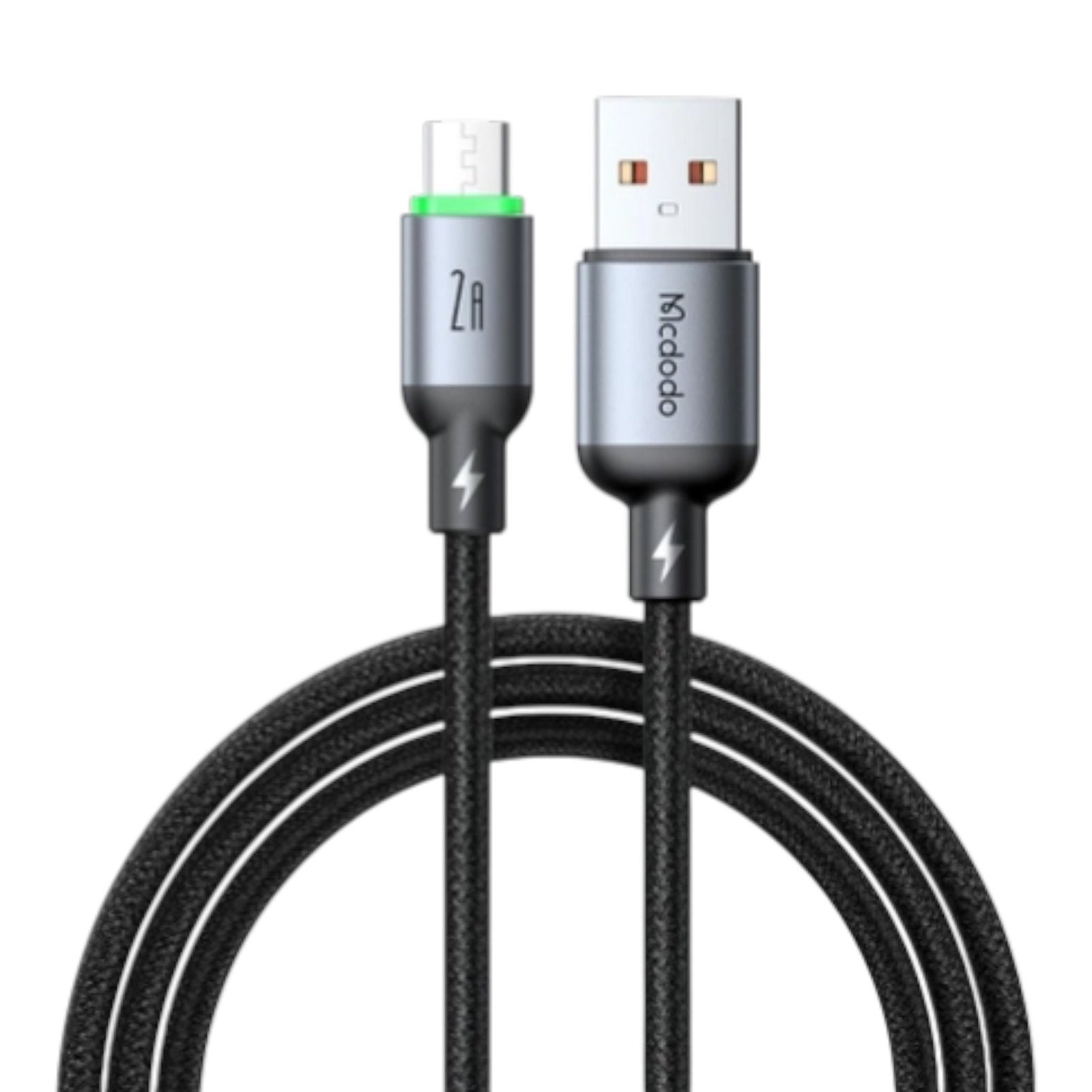 Cable McDodo Ca-6621 Cable USB-A a Micro USB 2A 2m con Luz LED Negro