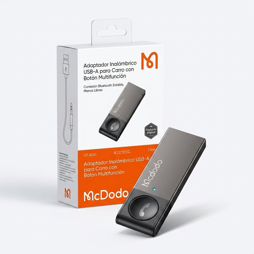 Cable McDodo Ot-8250 Adaptador Inalámbrico USB-A para Carro con Botón Multifunción Negro — foto 6