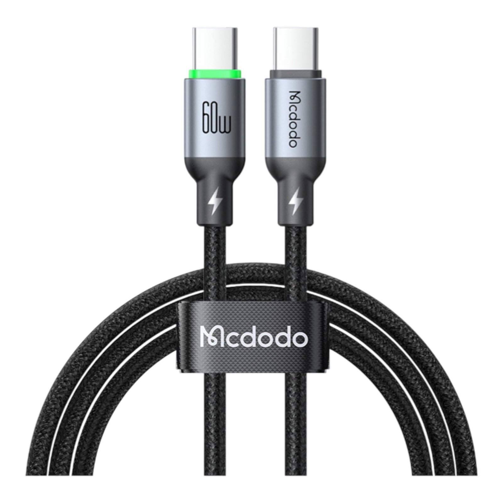 Cable McDodo Ca-6872 Cable Tipo C a Tipo C 60W 3m con Luz LED Negro