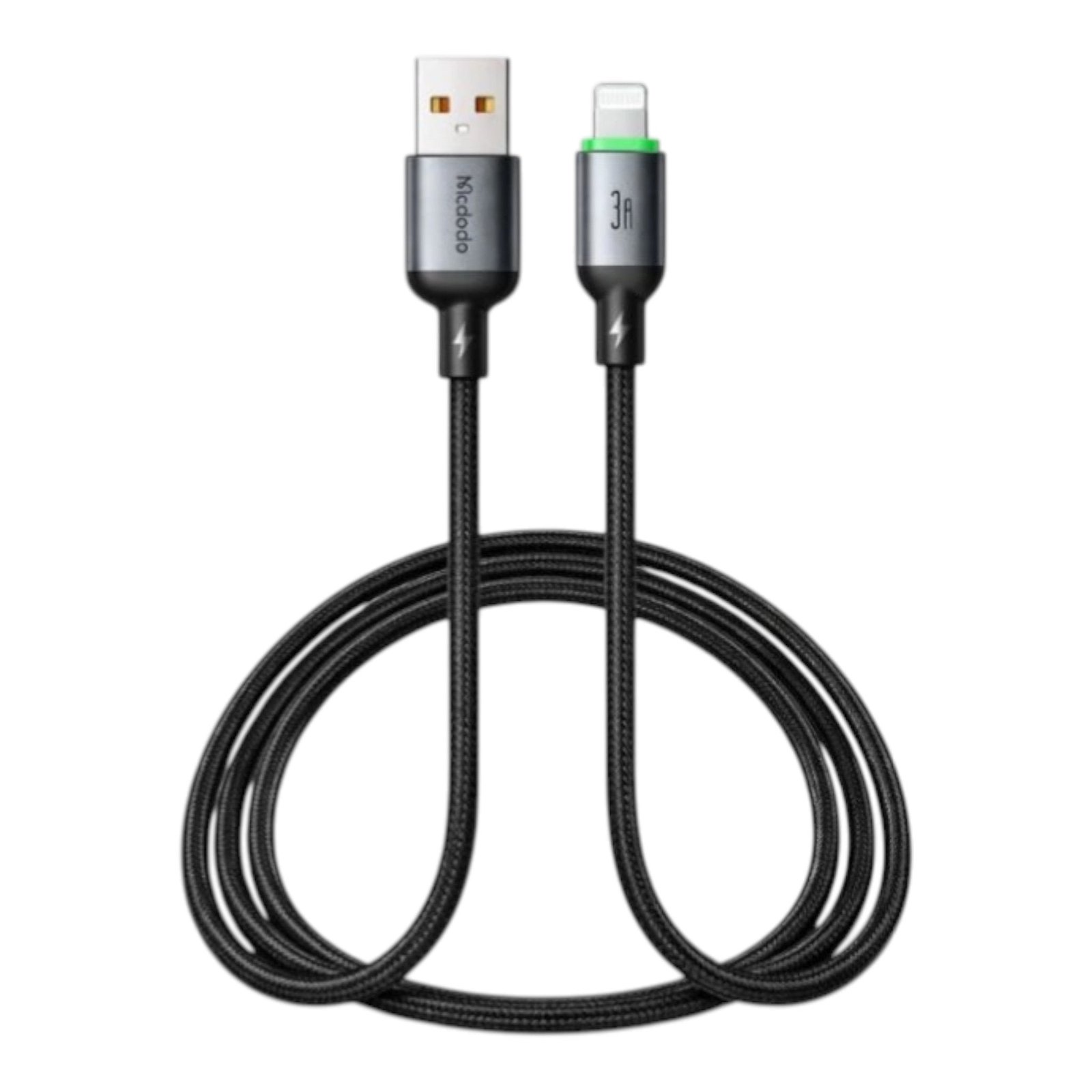 Cable McDodo Ca-6541 Cable USB-A a Lightning 3A 2m con Luz LED Negro
