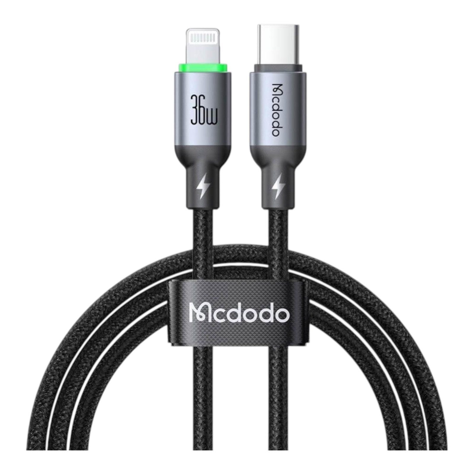 Cable McDodo Ca-6690 Cable Tipo C a Lightning 36W 1m con Luz LED Negro