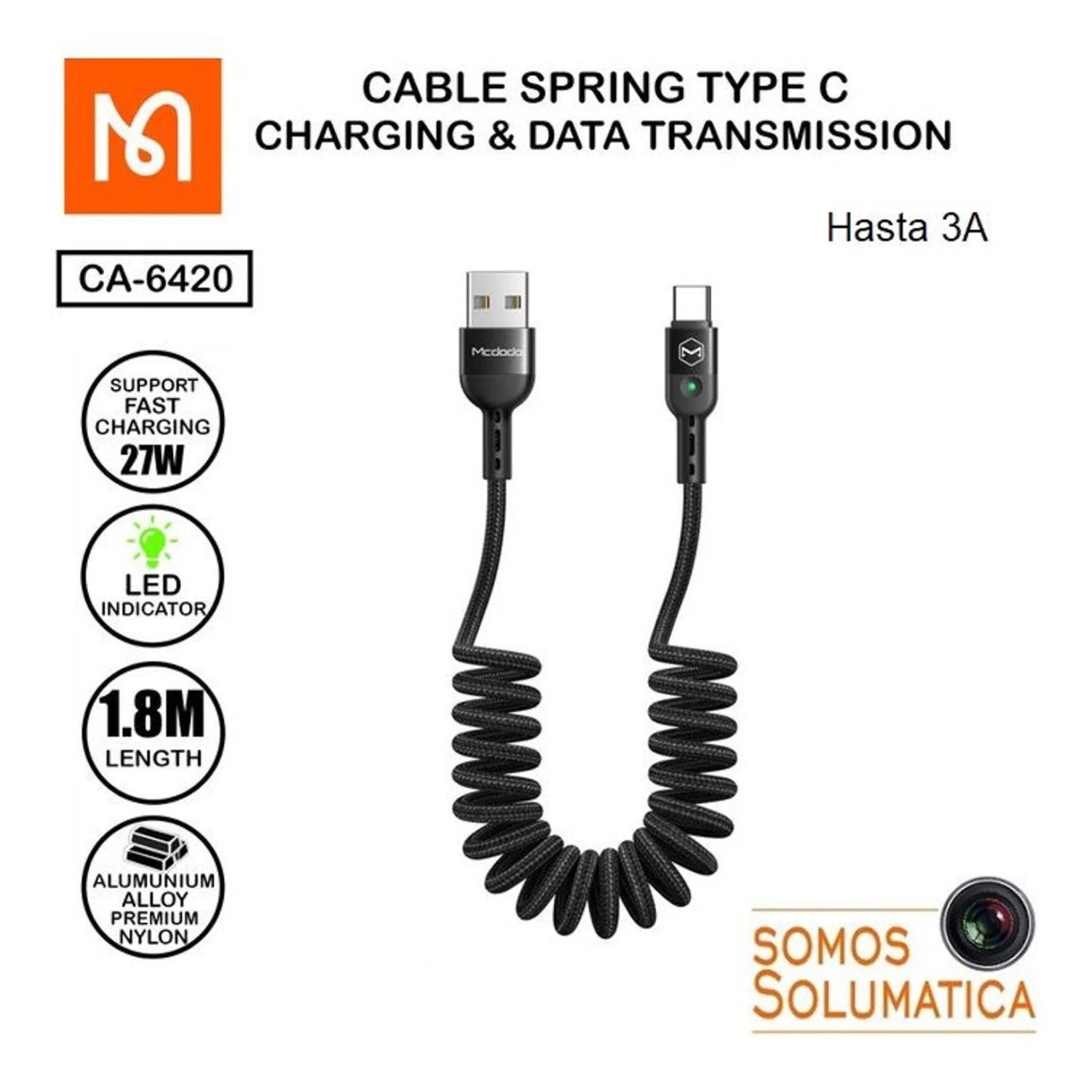 Cable McDodo Ca-6420 Cable Tipo C 1.8m Negro — foto 2