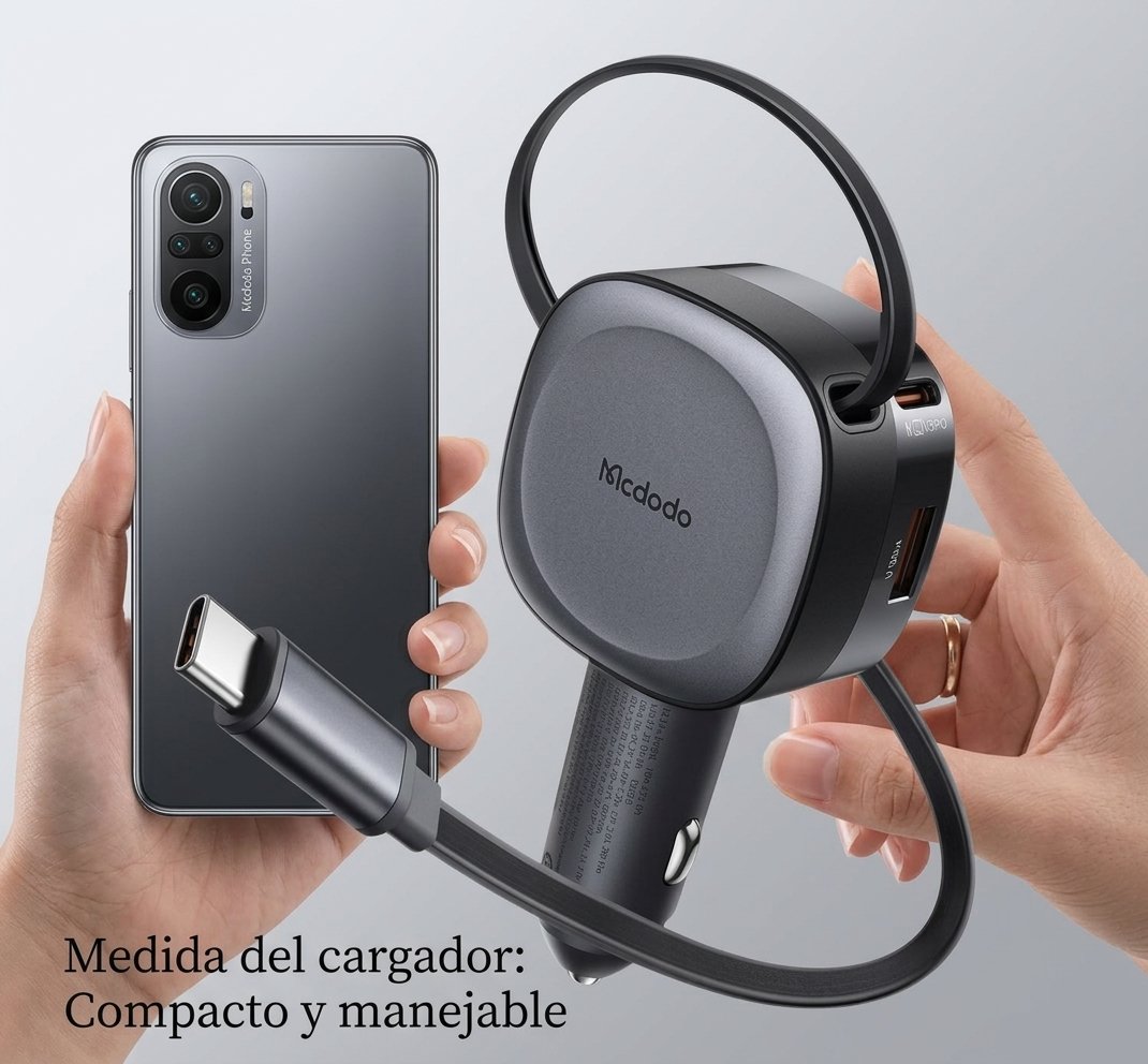 Cable McDodo Cc-1560 Cargador para Carro 75W con Cable Retráctil Integrado Serie Freego Negro — foto 8