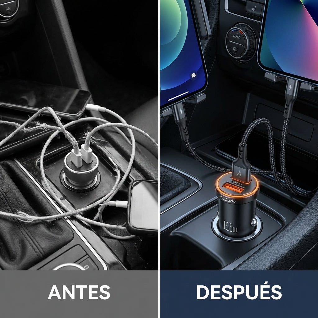 Cable McDodo Cc-2950 Cargador para Carro 15.5W 2 Puertos USB con Luz LED Negro — foto 5