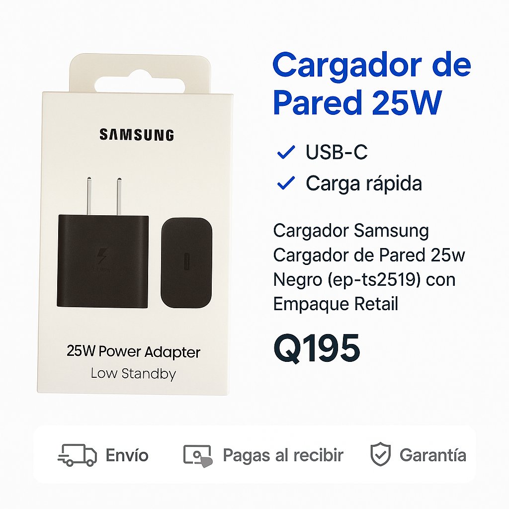 Cargador Samsung Cargador de Pared 25w Negro (ep-ts2519) con Empaque Retail — foto 7