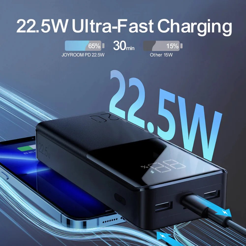 Joyroom 20,000 mAh 30w dos puertos usb y 1 tipo c con linterna — foto 3