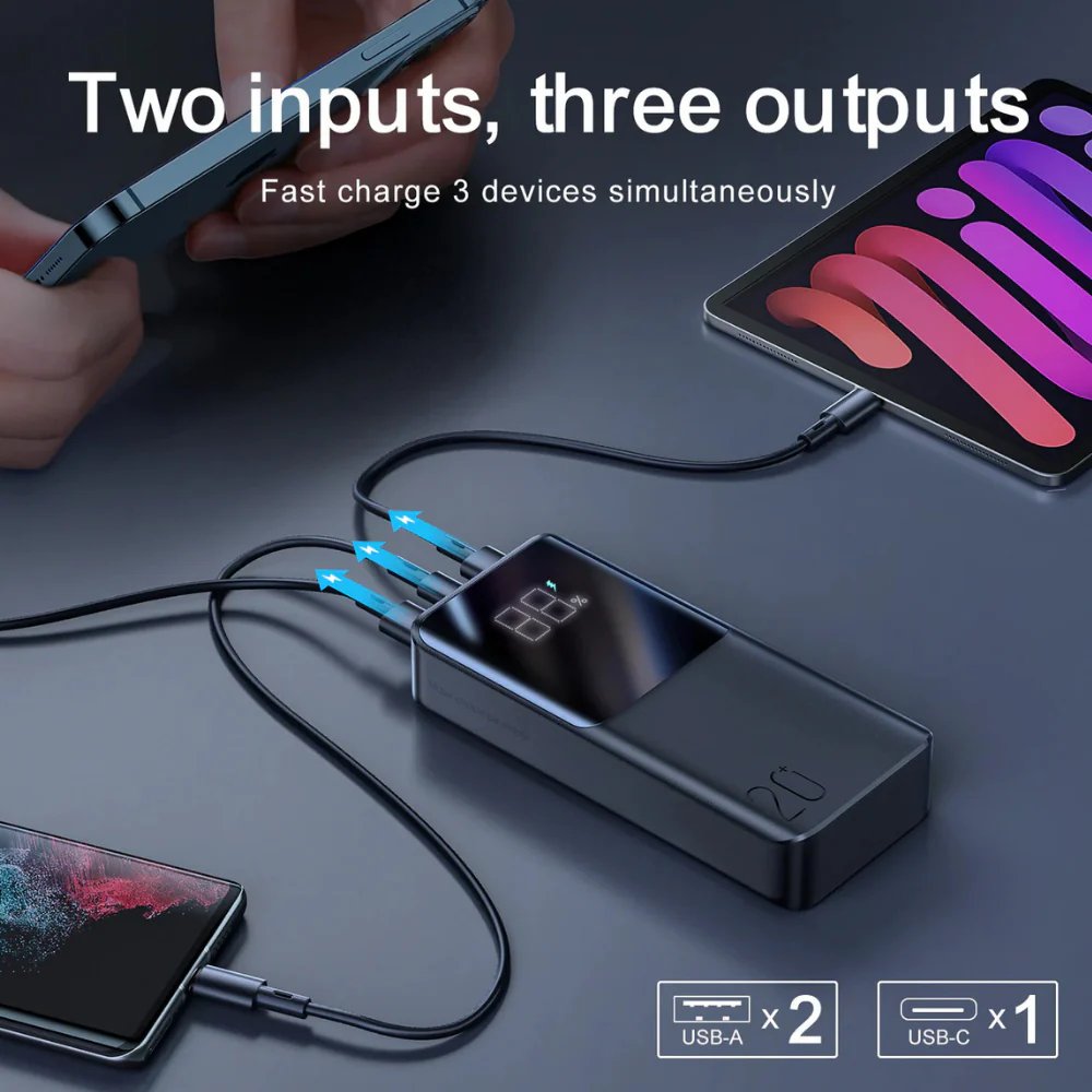 Joyroom 20,000 mAh 30w dos puertos usb y 1 tipo c con linterna — foto 8