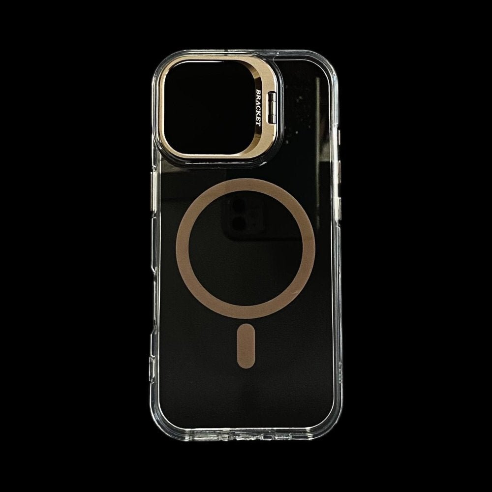 Estuche El Rey transparente iphone 17 Magsafe Bracket color café