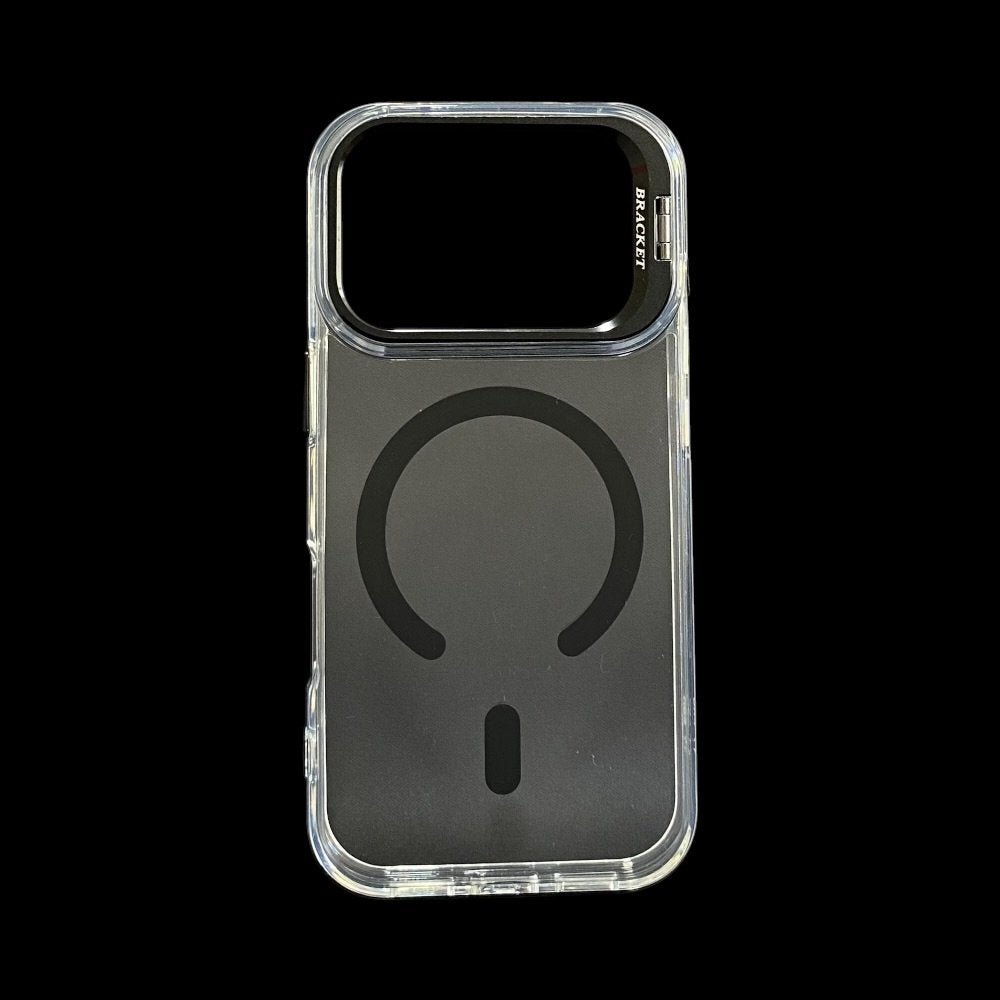 Estuche El Rey transparente iphone 17 pro Magsafe Bracket color negro