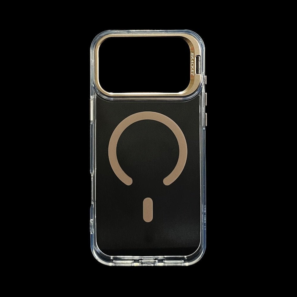 Estuche El Rey transparente iphone 17 pro max Magsafe Bracket color café