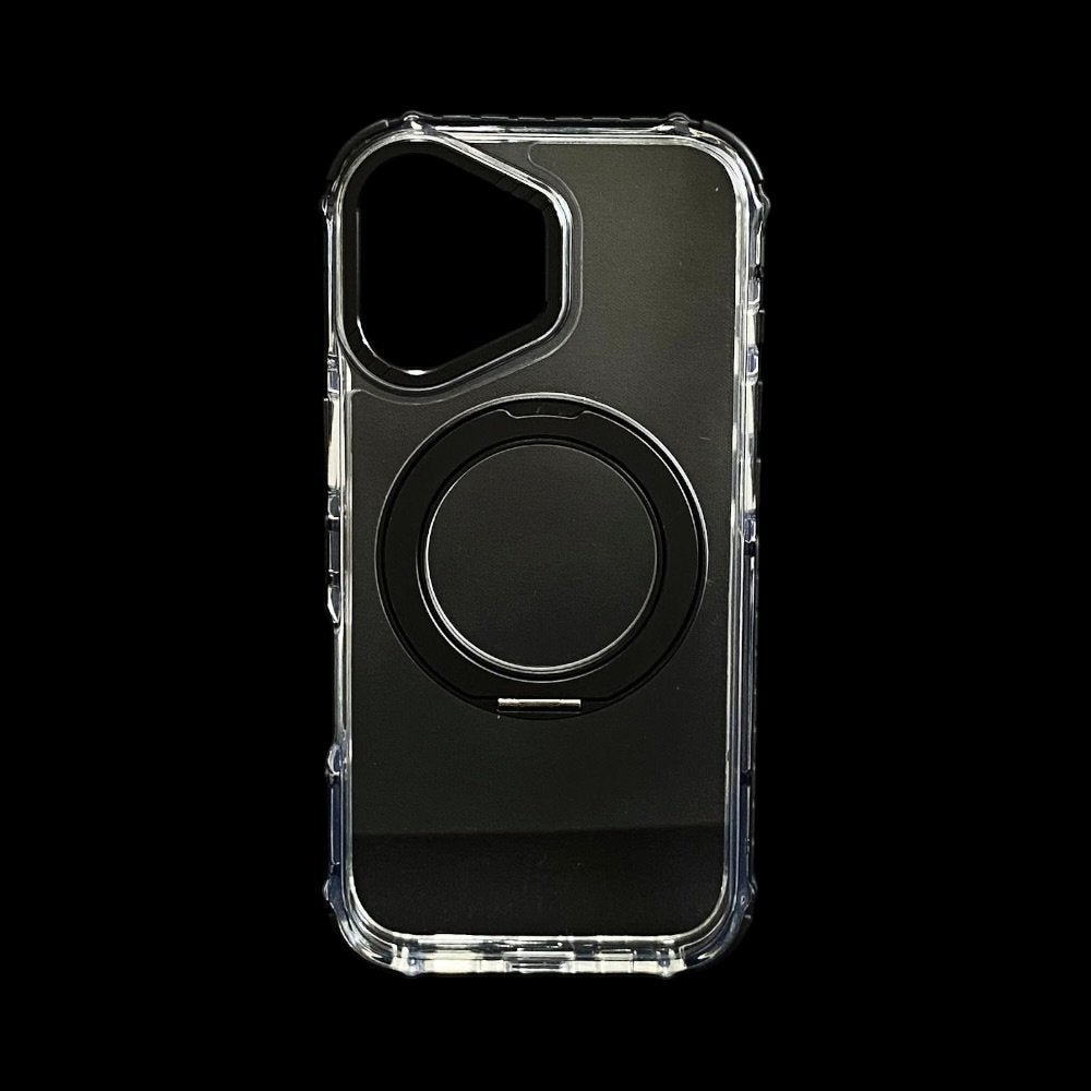 Estuche El Rey Magstand iphone 17 Magsafe transparente borde negro