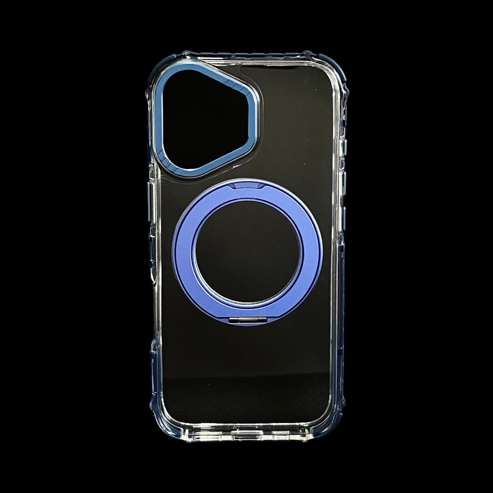 Estuche El Rey El Rey Magstand iphone 17 Magsafe transparente borde azul