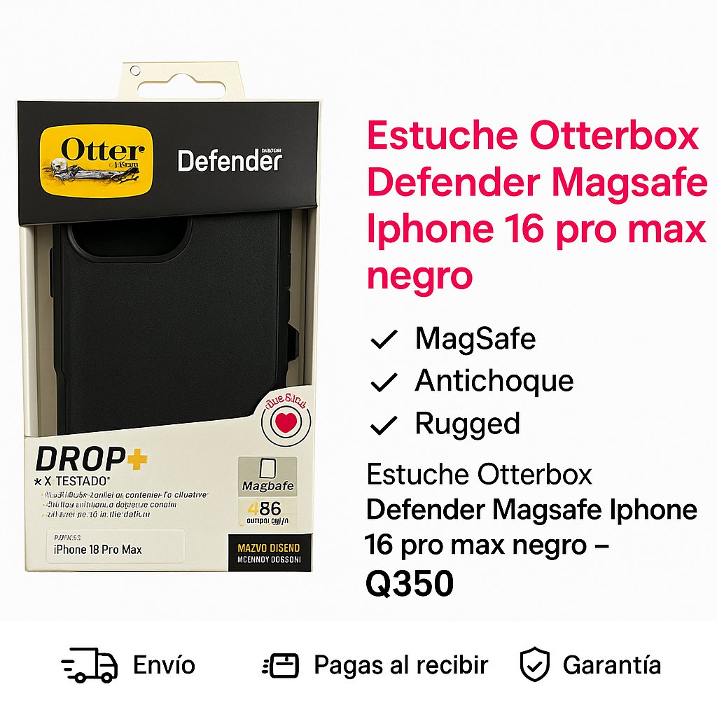 Estuche Otterbox Defender Magsafe Iphone 16 pro max negro — foto 5